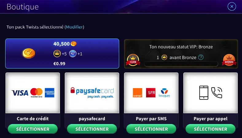 GameTwist paiements